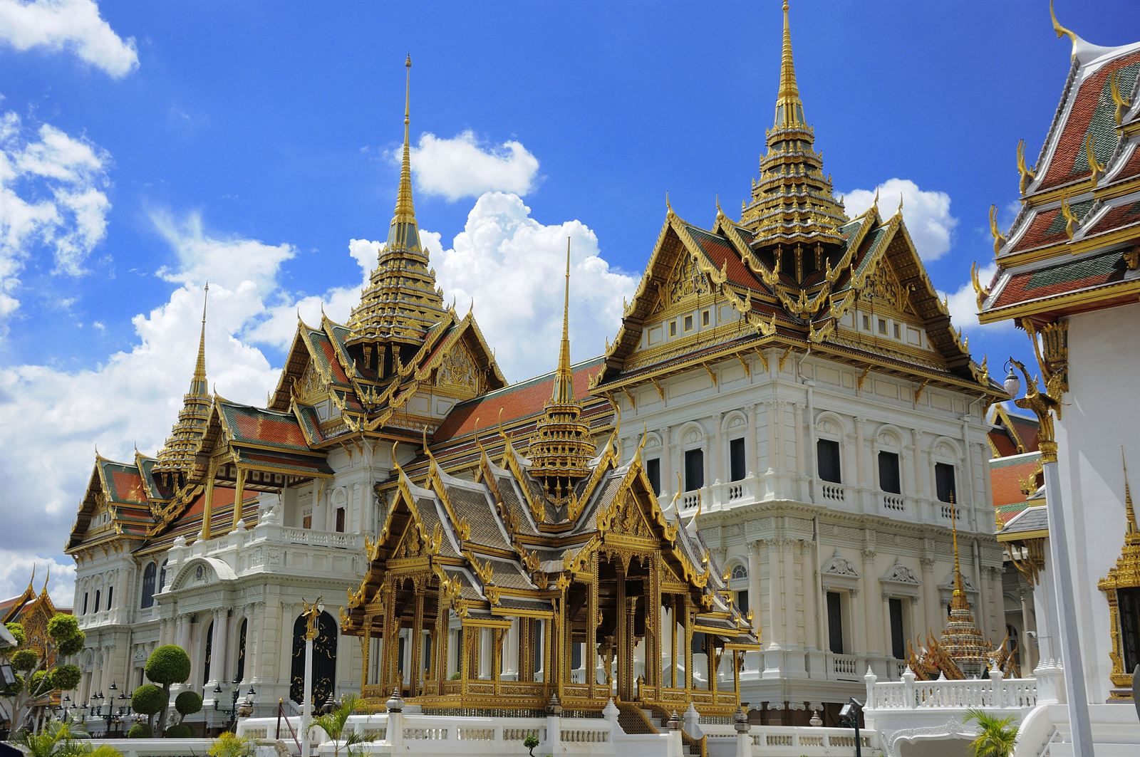 Gilded spires and roofs of the Grand Palace in Bangkok