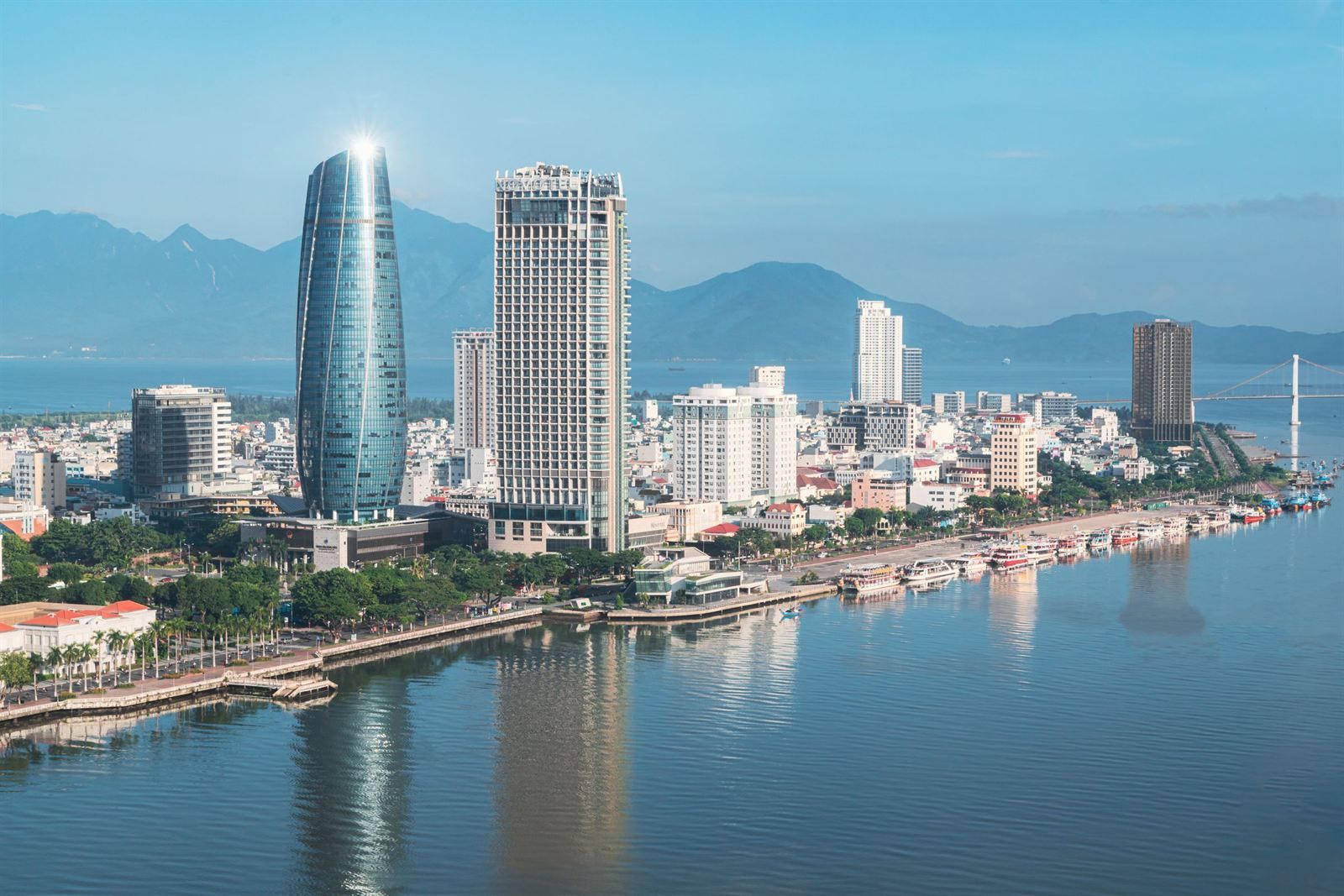 Da Nang skyline and riverfront along the Han River