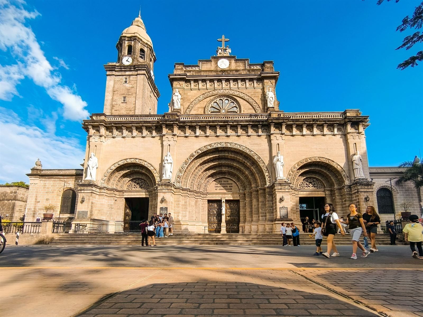Facade and bell tower of Manila Cathedral in Intramuros