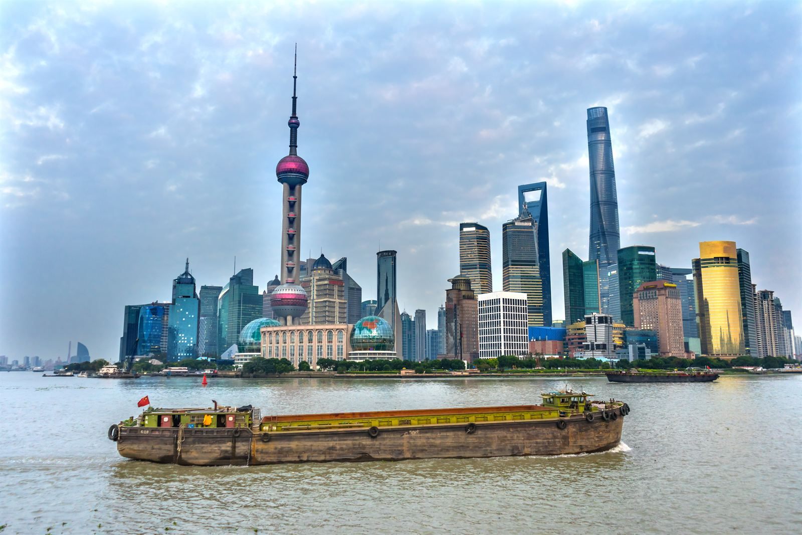 Pudong skyline with the Oriental Pearl Tower across the Huangpu River, Shanghai